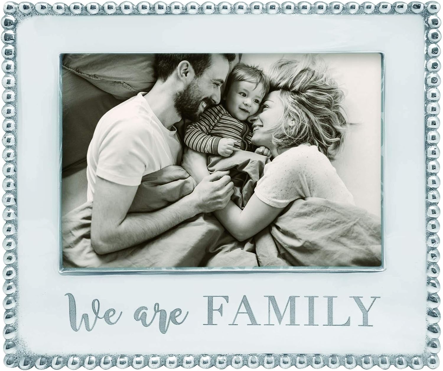 Mariposa WE are Family Beaded 5X7 Frame | Silver | Brillante | Frames | Statement Frames | Recycled SANDCAST Aluminum | Handmade in Mexico