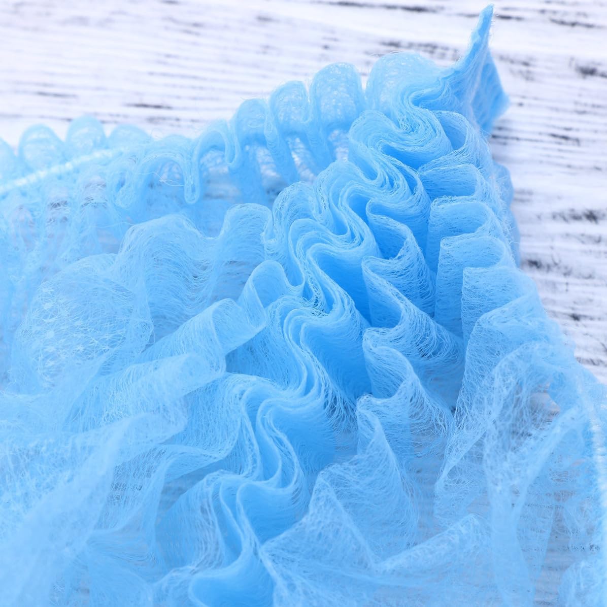jojofuny Blue Disposable Non Woven Caps Folded Dust Cover 18 Rib 100pcs