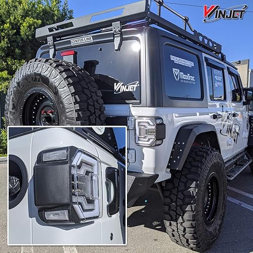 Miniatura 8 de Winjet Compatible con Jeep 2018 2019 2020 2021 Wrangler JL luces traseras secuenciales LED (humo)