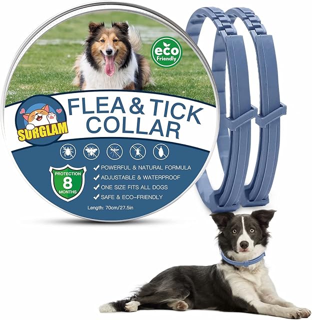 Flea Collar Treatment for Dogs, 70 CM Flea and Tick Treatment for Dogs, with 8 Months Flea Treatment for Dogs, Waterproof Adjustable Anti-flea Collars for Small, Medium, Large Dogs Puppies