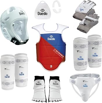 DAEDO Taekwondo Sparring Gear Set of 8 for Men WT Approved Competition Training Bundle