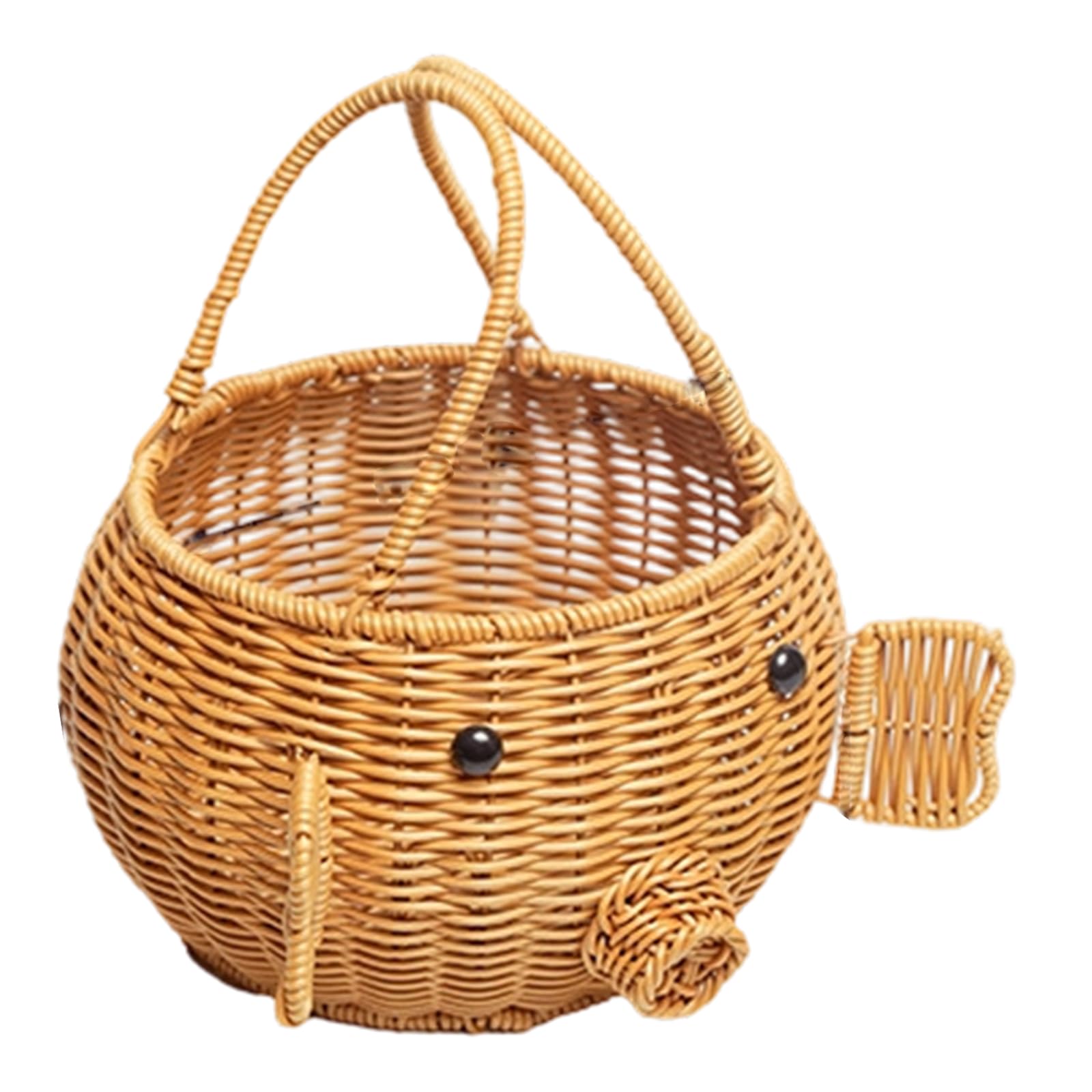 NVOQILIN Stylish Woven Storage Basket Cupboard Organizers for Snacks Fruits Picnics Decors Sturdy PP Materials Bin with Handles Waterproof Storage Bin