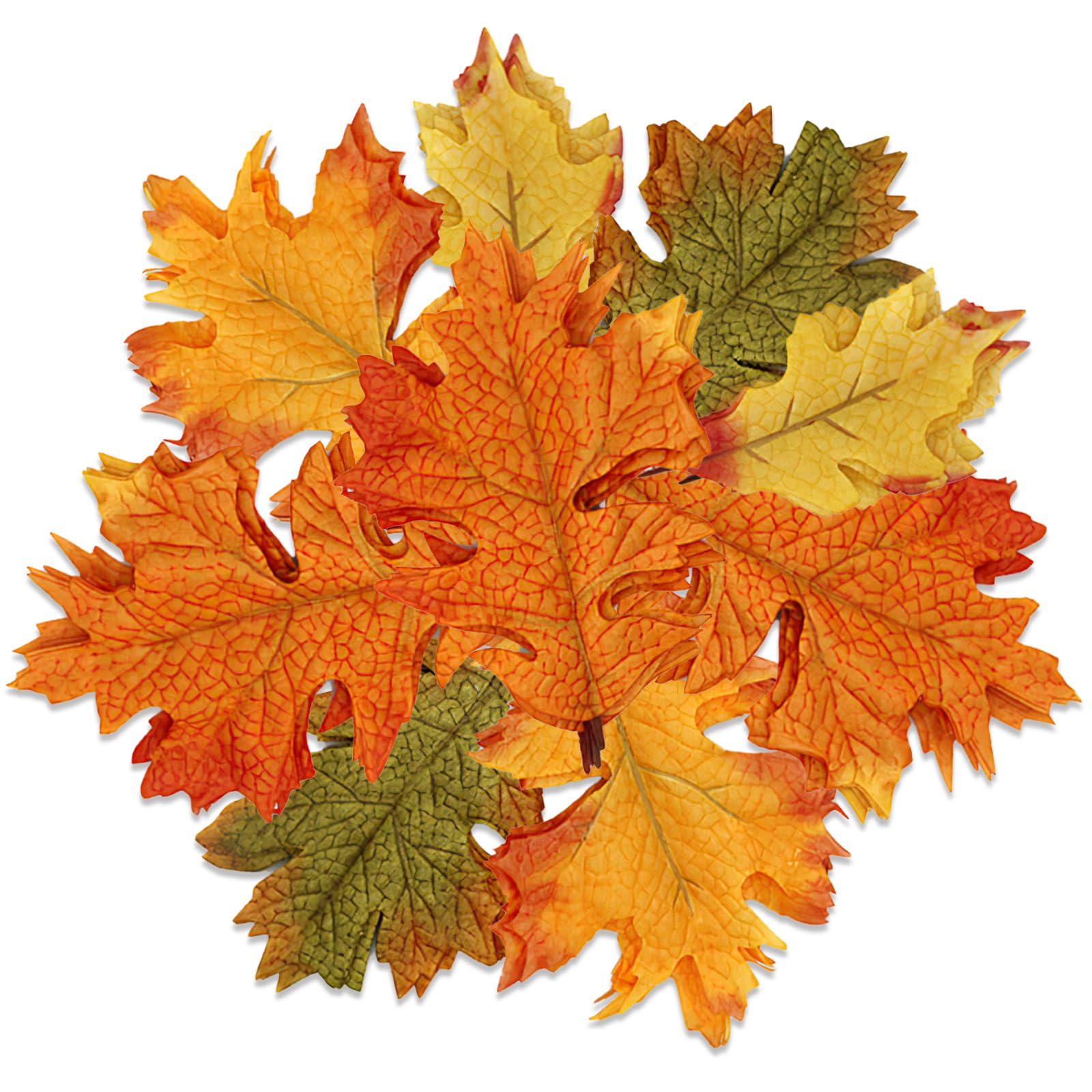 CWWYQ 25 Pcs Thanksgiving Maple Leaves, Artificial Autumn Fake Leaves, Large, medium and small Perfect for Decorating Fall Party Thanksgiving Day Party Crafts, Fall Decoration