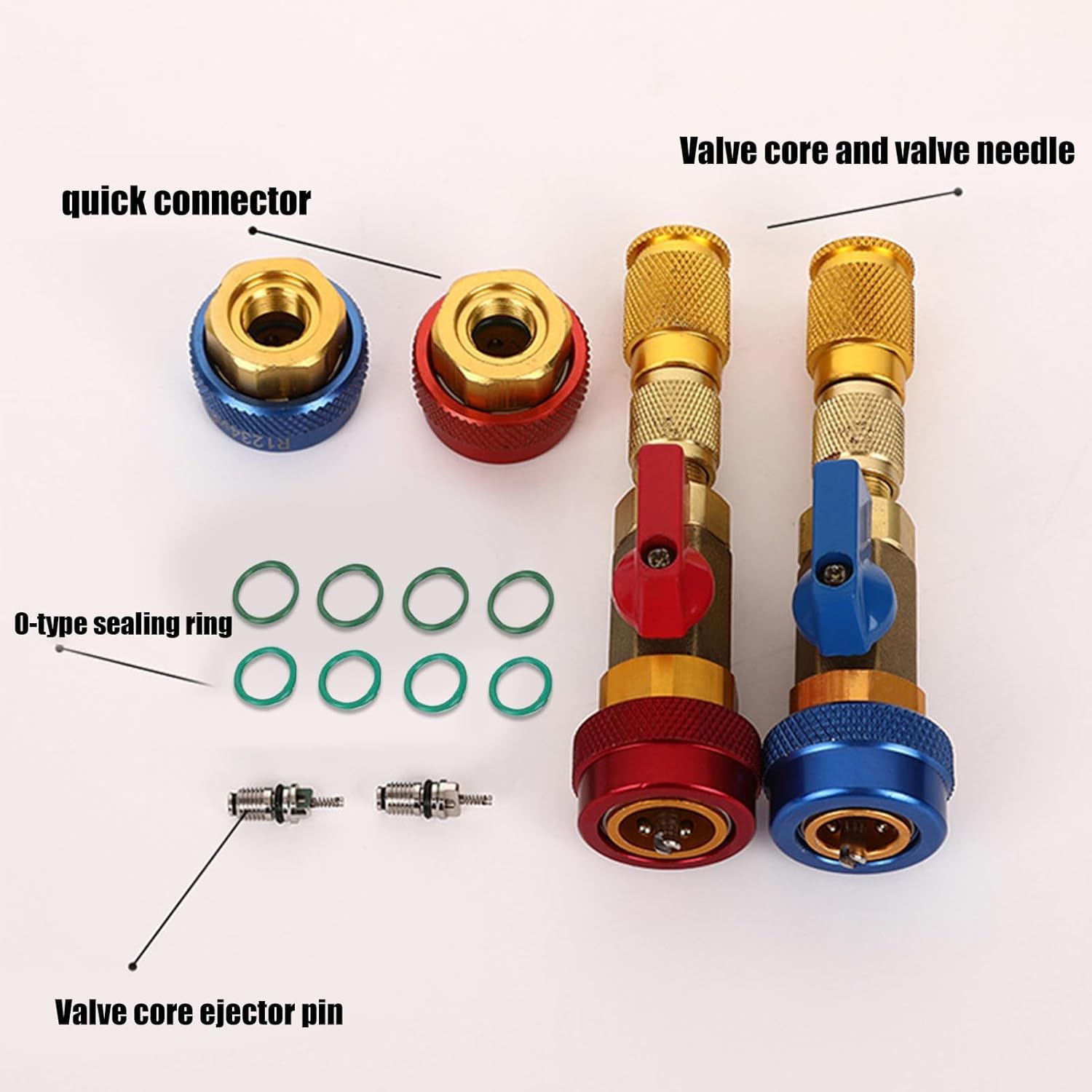 Valve Core Remover - Car Refrigeration Valve Core Remover Tool,Anti-Slip Repair Kit with O Ring Rubber Seal Portable Installer Set for Refrigeration Motorcycle Vehicle