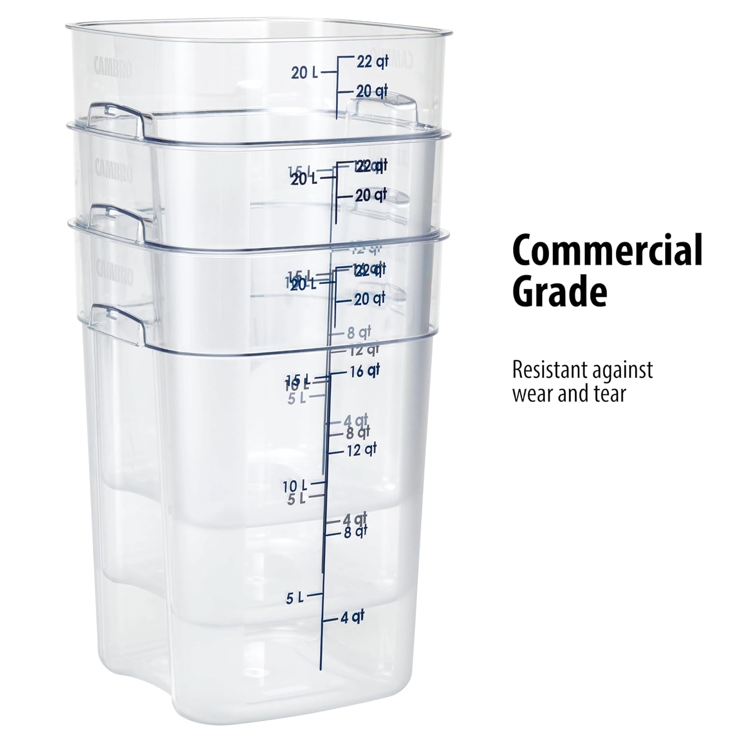 Cambro FreshPro 22Qt Food Storage Container in Clear for Industrial and Kitchen Use, Pantry Organization and Ingredient Freshness