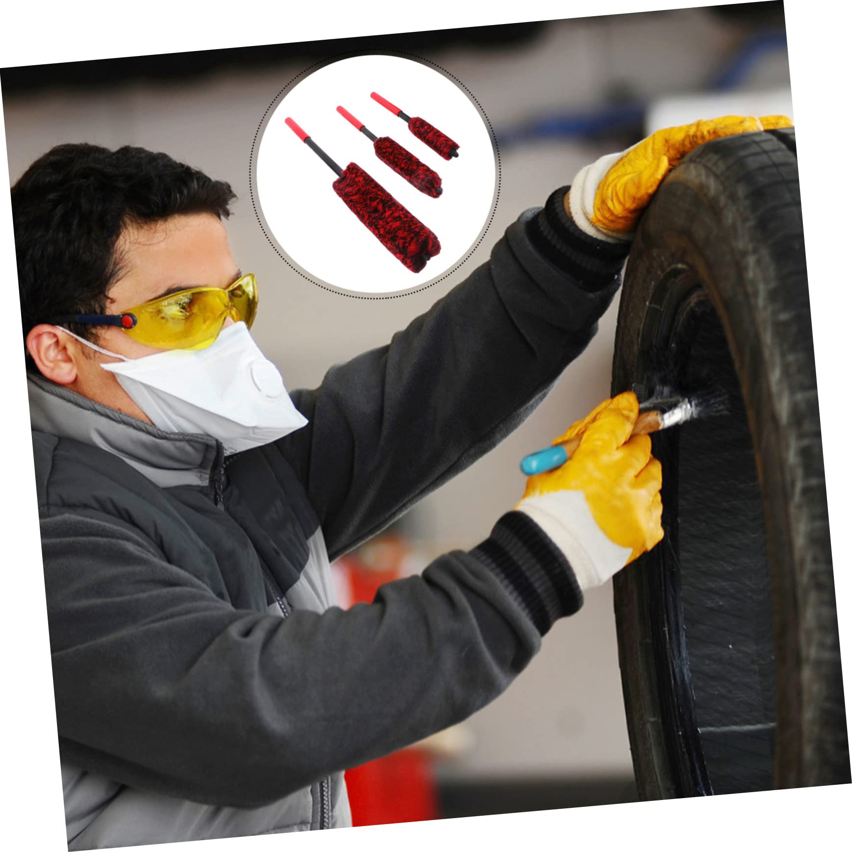 Gatuida Spazzola per Cerchi Auto in Microfibra, Set 3 Pezzi | Impugnatura in Plastica, Adatta a Fessure e Griglie, Pulizia Minore Fatica Colore Casuale