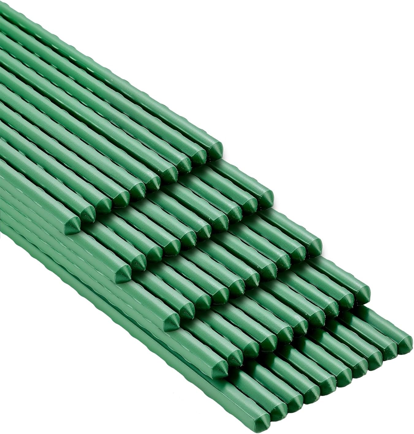 Garden Stakes 58inch (Approx 5FT) 50 Pack, Sturdy Tomato Stakes Plastic Coated Metal Plant Supports Plant Support Sticks for Gardening (5FT-50 Pack)