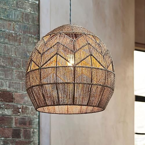 Miniatura 2 de Lámpara colgante de tejido de ratán rústico antiguo, hecho a mano, estilo bohemio, para cocina, isla, comedor, sala de estar, lámpara colgante