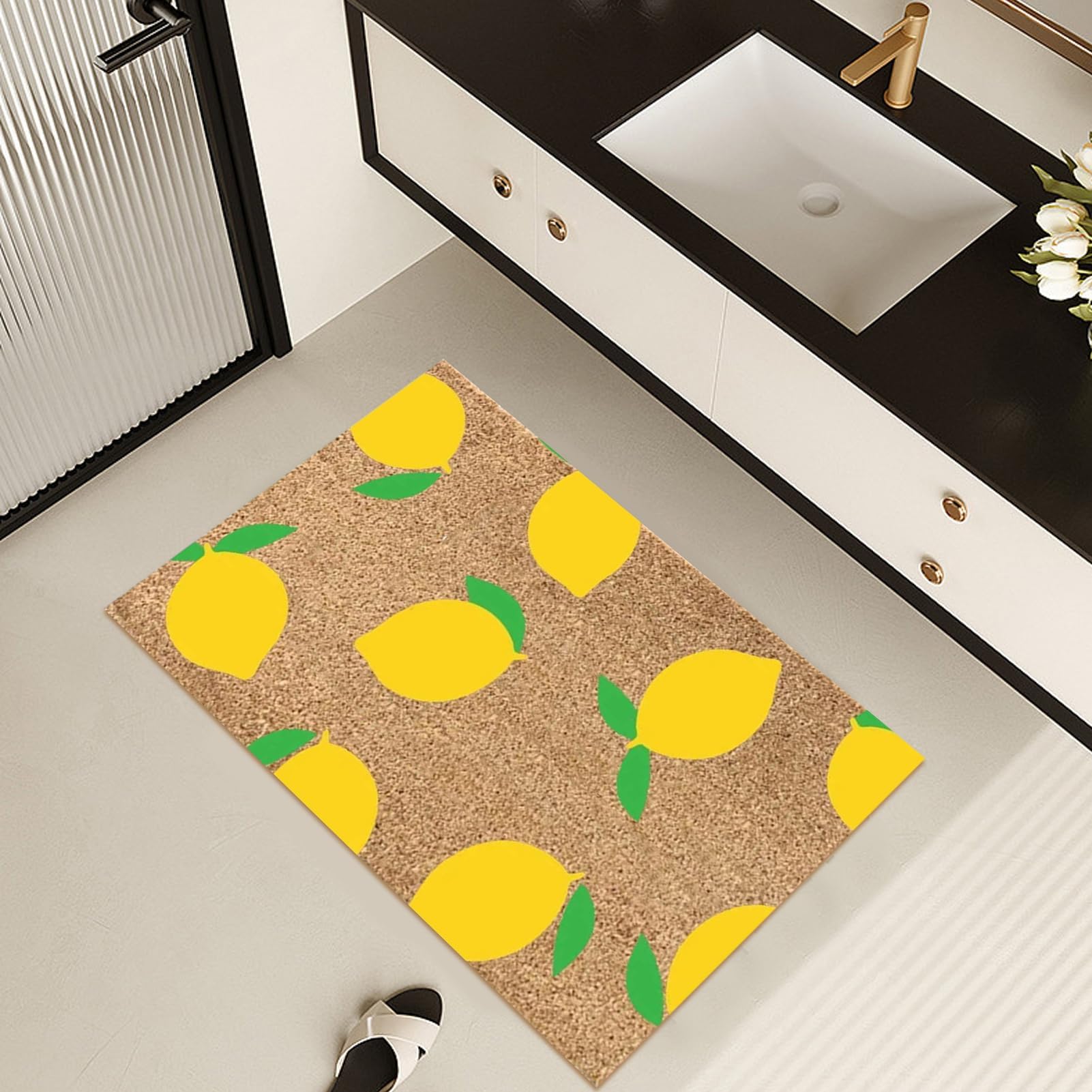 Tapete de bienvenida antideslizante con estampado floral decorativo para puerta delantera, cocina, garaje, entrada, dormitorio, duradero, fácil de limpiar, ideal para todas las condiciones climáticas