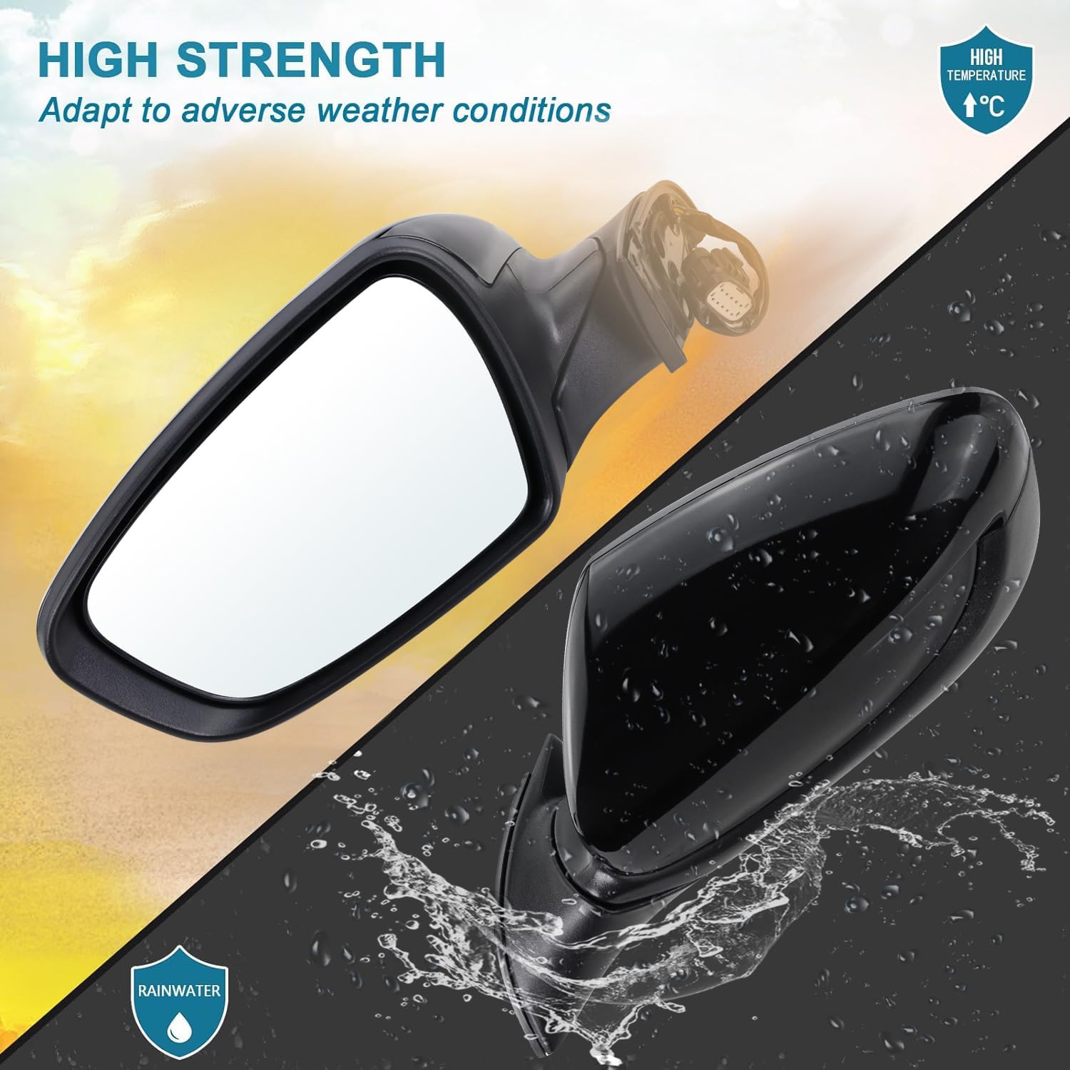 Left Driver side Mirror Compatible with 2014 2015 2016 Kia Forte with Manual Folding power glass Heated Black Replace# KI1320181(5 Pins)