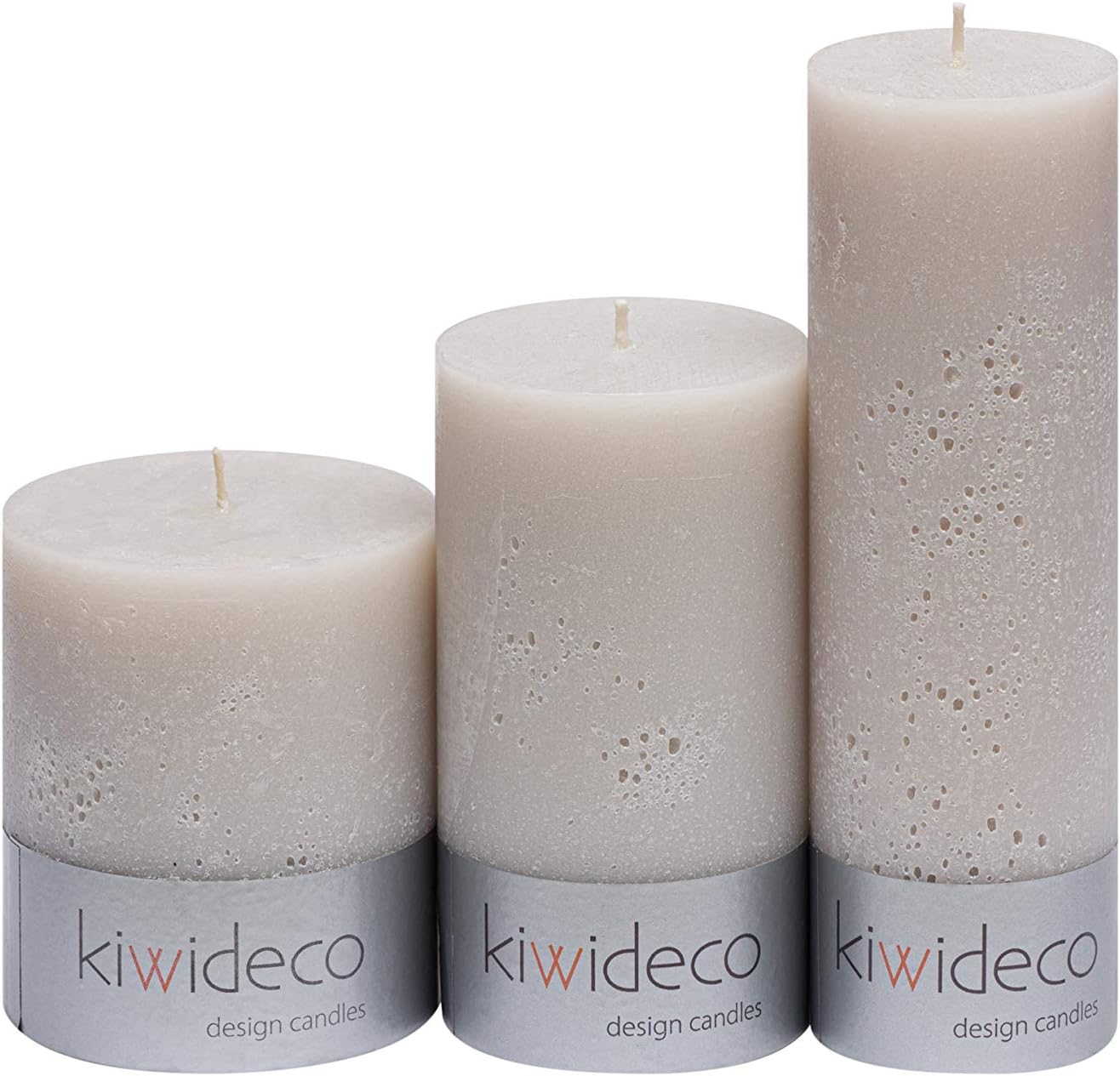 Handmade Grey Rustic Pillar Candles Set - Scandinavian design home decor for modern interior design