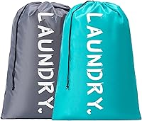 Aegero 2 Pack XL Travel Laundry Bags 24x36" - Drawstring Dirty Clothes Organizer, Machine Washable Hamper Liner for Travel & Dorm