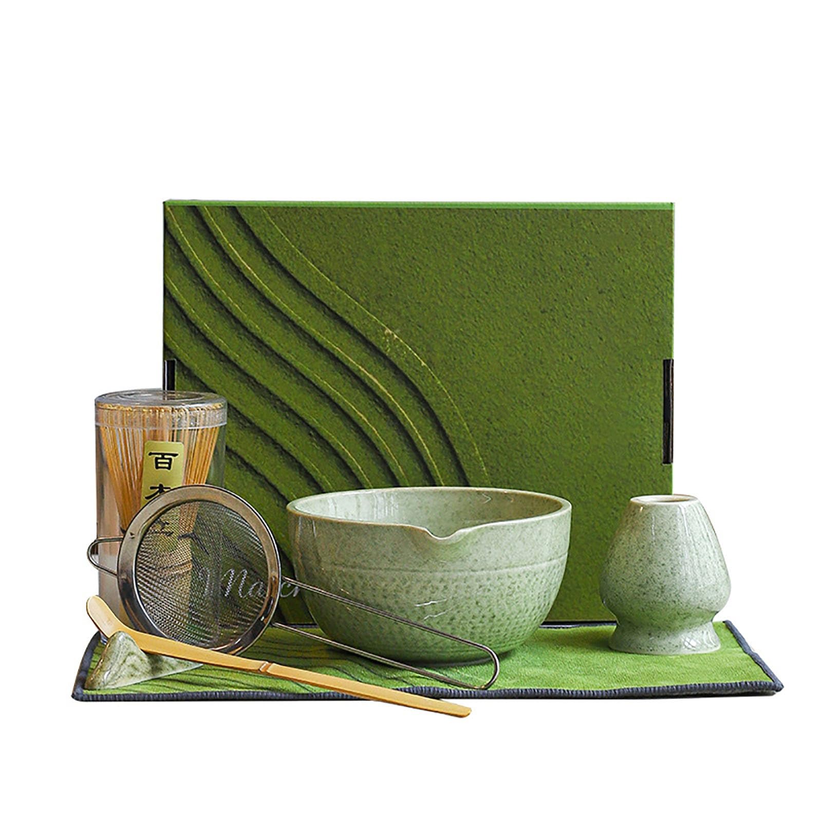 Premium 7-teiliges Matcha-Schneebesen-Set aus Keramik mit Schüssel (Chawan) Schneebesen und Halter für Matcha-Liebhaber, perfekt für Frühstück und Latte Zubereitung
