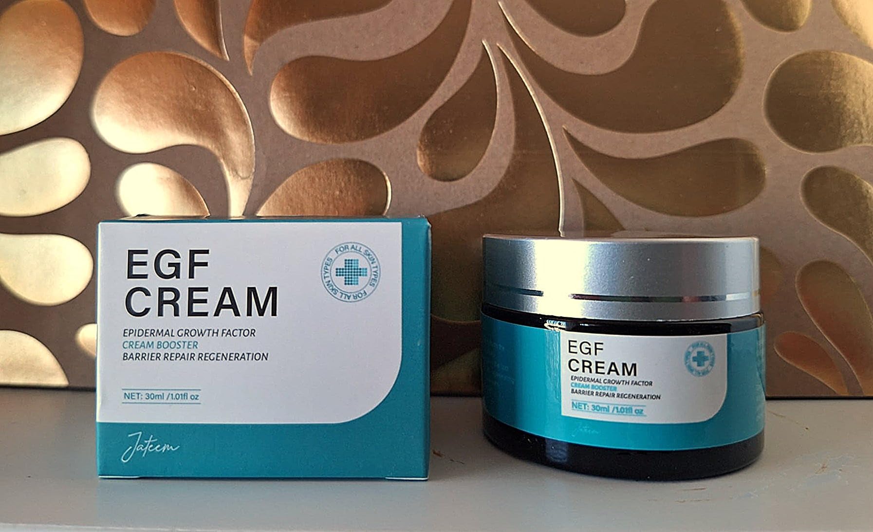 Set aus Creme EGF und Serum Ampullen 5mlx10 St, Oligopeptide Konzentrat für Hautbilderneuerung, Narben, Falten, Flecken Konzentrat, Microneedling, Lifting, Made in DE