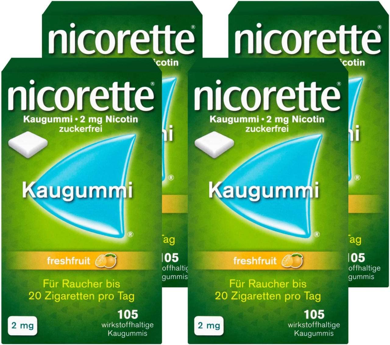 nicorette 2 mg Nikotinkaugummi freshfruit zum Rauchen aufhören - 4x105 St.