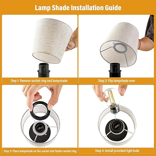 Miniatura 6 de BOHON Lámpara de mesa inalámbrica recargable, lámpara integrada de 5200 mAh, lámpara LED de noche de noche, atenuación continua al tacto, lámparas