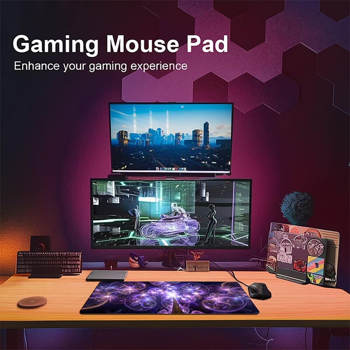 Tappetino per Mouse Gaming XXL 1200x600x3mm– Ufficio Mousepad Grande – Migliora la Velocità e la Precisione Tenuta Stabile Sottomano per Ufficio e Casa Accessori Scrivania Astratto PjY16715 N-U