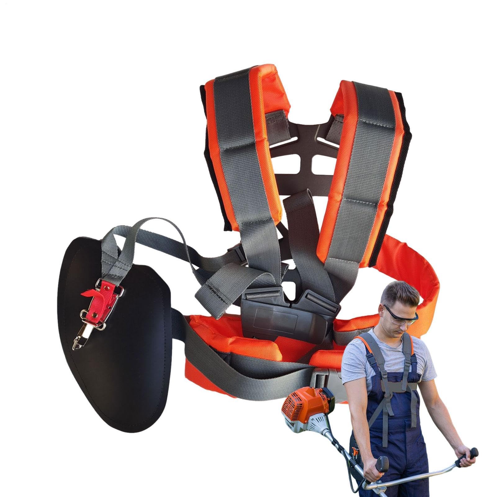 Strimmer Harness Padded - Double Shoulder Trimmer Belt Harness Strap, Ergonomic Grass Wacker Attachments, Comfort Brush Cutter Strap For Lawn Mowers Weeders