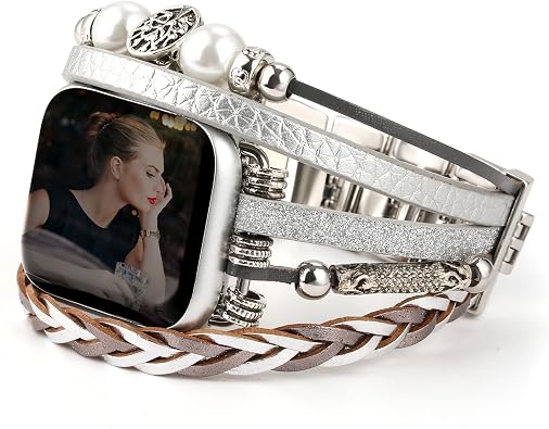 Boho Leather Bracelet Compatible with Apple Watch Bands for Women Men 38mm 40mm 41mm 42mm 44mm 45mm 46mm 49mm - Multilayer Wrap Dressy Apple Watch Strap for Cute Iwatch Band Series 11 10 9 8 7 6 5 4 SE 3 Ultra 3 2 1