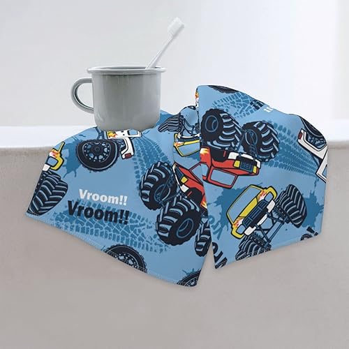 Miniatura 3 de Perinsto Monster Truck Cars - Toalla de mano decorativa para la punta de los dedos, color azul, multiusos para baño, cocina, gimnasio y spa, 27.5 x