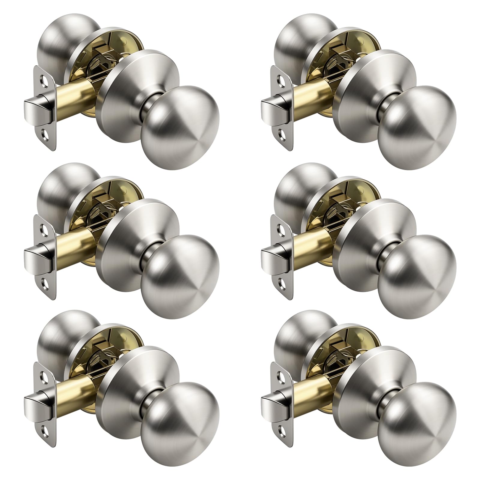 Brushed Nickel Door Knobs - Keyless Privacy -20