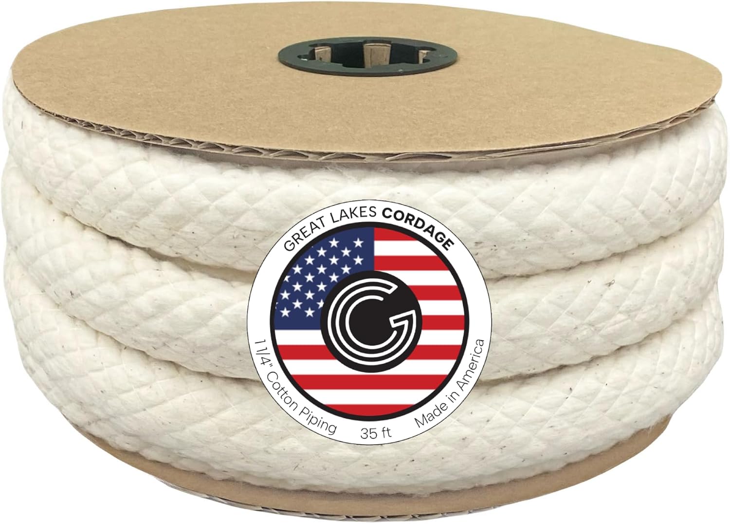 1.25" Cotton Piping Cord, Size 8 (35 ft) Natural