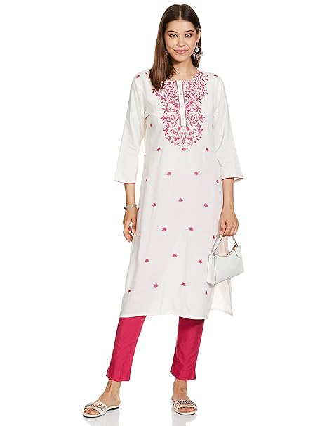 Amazon Brand - Myx Women's Embroidered Straight Fit Kurta | Available in Plus Size - Image 7