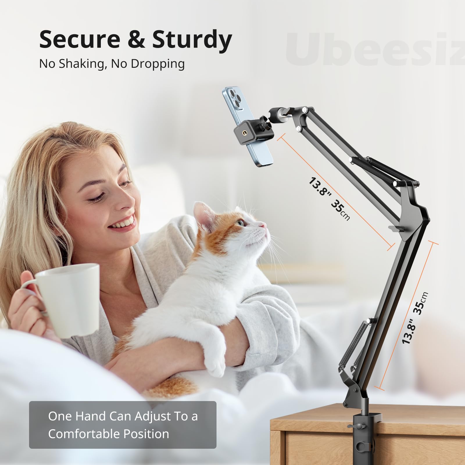 UBeesize Overhead Stativ Handy, Tischstativ Kamera mit Flexiblem Gelenkarm und Tischklemme Handy Gelenkarmhalterung Handys und Kameras Schraube Langarm Handyhalter für Videoaufzeichnung, Live-Stream