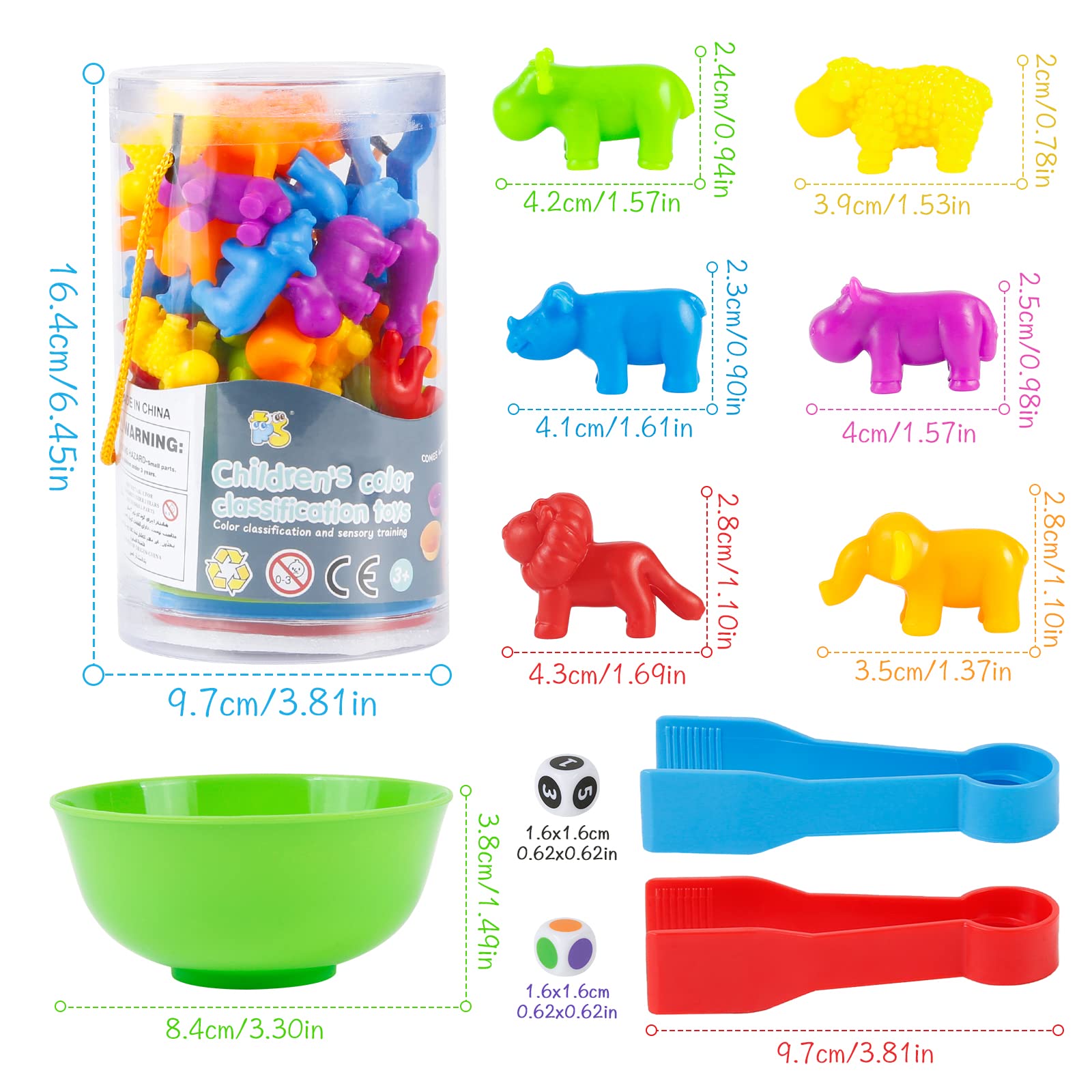 AllLeeGay Montessori Counting Rainbow Toys - 48 Koala Colorati Con Ciotole E Pinzette