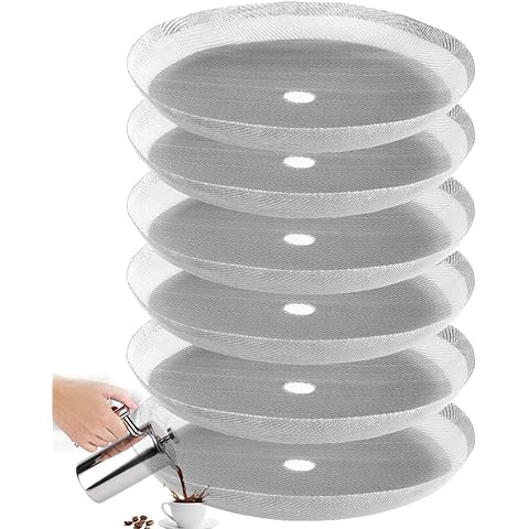 Meelio 6 Pieces French Press Replacement Filters Mesh Filters Replacement , Stainless Steel French Press Replacement Screen for 12 oz / 350 ml / 4 Cup French Press Coffee Makers and Tea Machines Cover