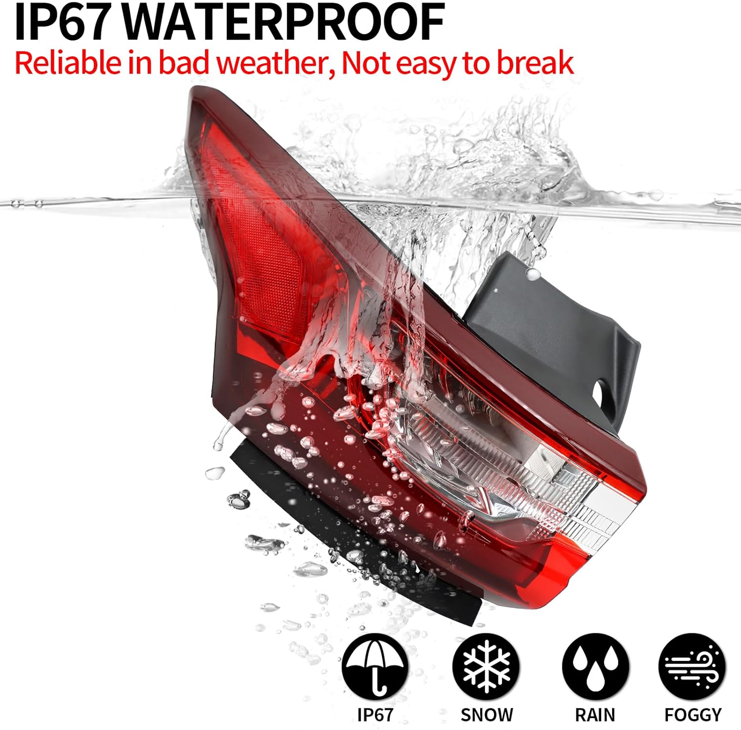 ‎Tail Light Fit For 2018 2019 2020 Chevrolet Traverse,Right Passenger Side LED Outer Rear Brake Turn Signal Lamp Assembly Replace 84618032 GM2805130
