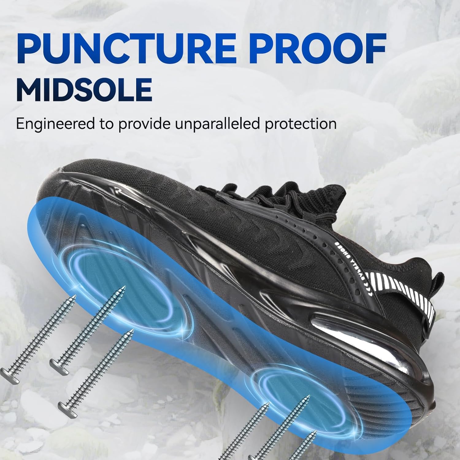 Furuian Steel Toe Shoes for Men Women Lightweight Cushion Sneakers Slip Resistant Safety Work Shoes Indestructible Sneakers - Image 4