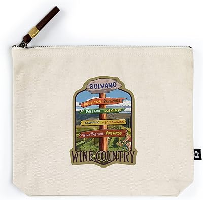 Lantern Press Solvang, California, Destination Signpost, Contour (100% Cotton Canvas Travel Accessory Go Bag)