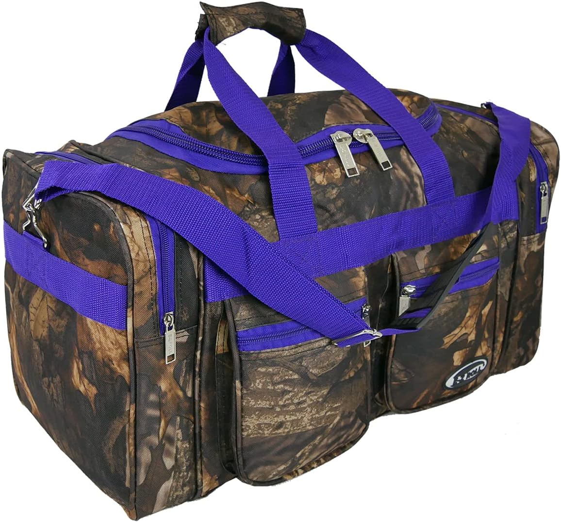 "E-Z Roll" 20 Inch Tree Camouflage Duffle Bag/Outdoor/Sports/Gym/Travel Bag in 5 Colors (Pink Trim)