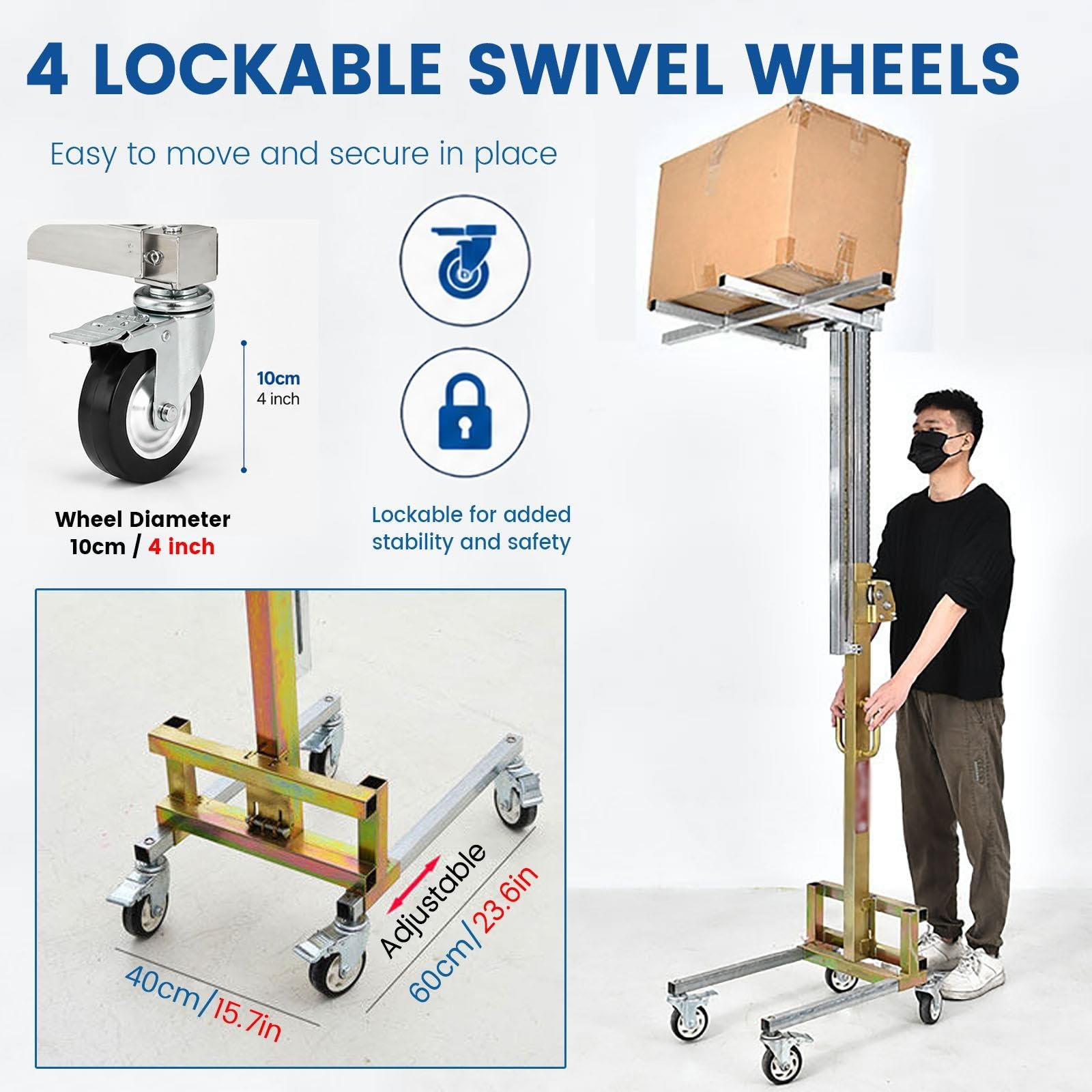 Carrello Elevatore Manuale 1.8/2.1/2.5m Sollevatore Regolabile In Altezza