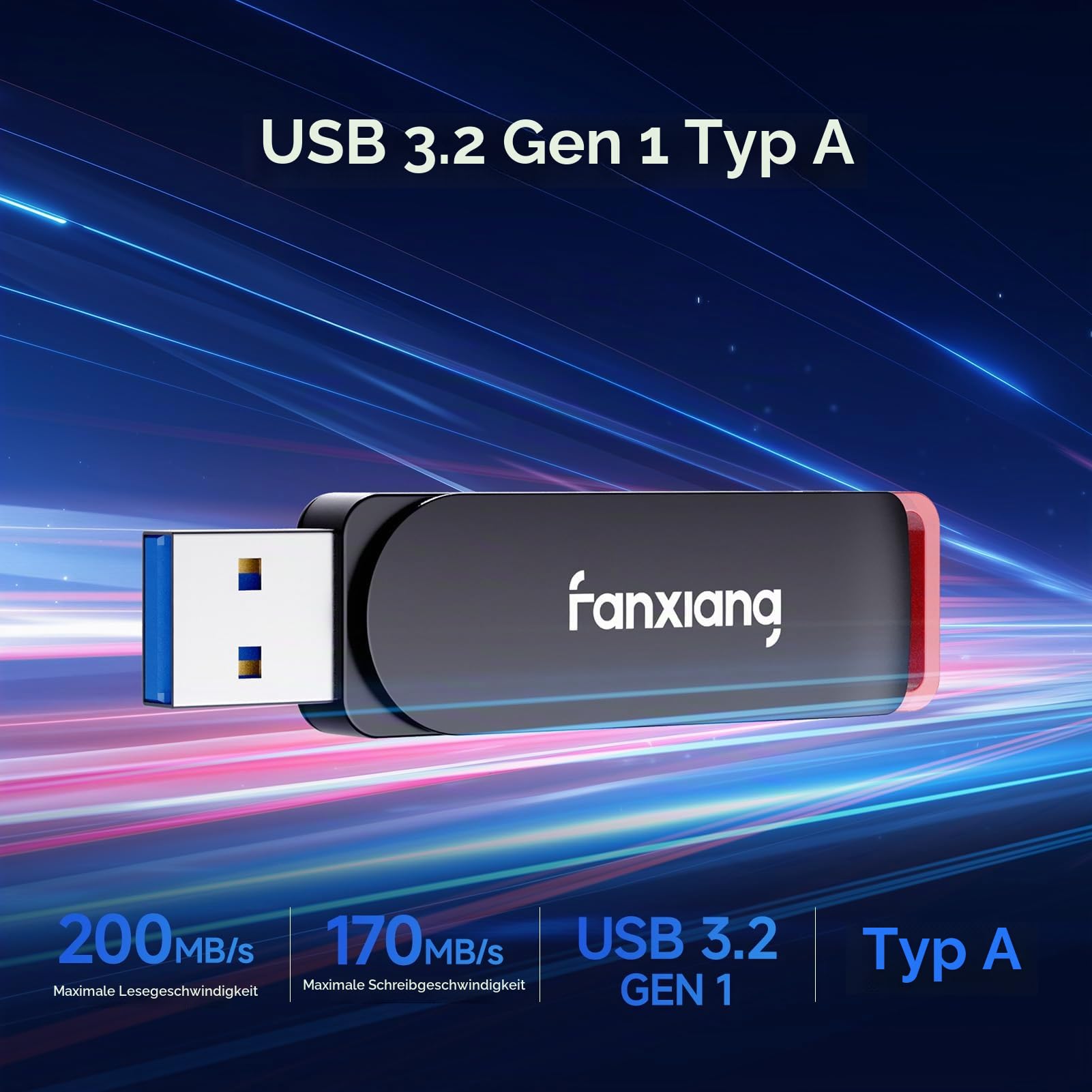 fanxiang USB Stick 3.0 256GB X2 Bis zu 200MB/s, USB 3.2 für Smart-TV, Desktop, Laptops, Car Audio, Drucker, Kopierer und Smart-Lautspreche(F309 256GBx2)