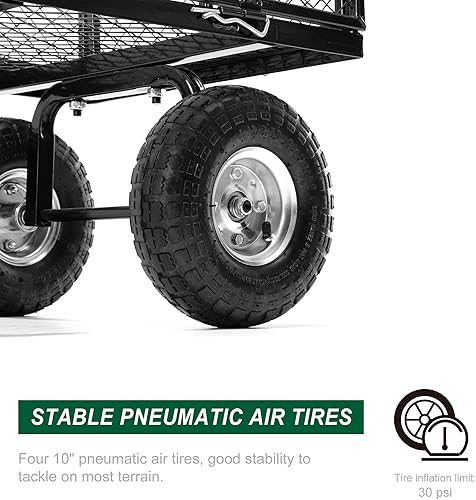 Miniatura 4 de Glitzhome Carrito de jardín de acero de malla resistente con lados extraíbles, 42.5 pulgadas de largo, negro