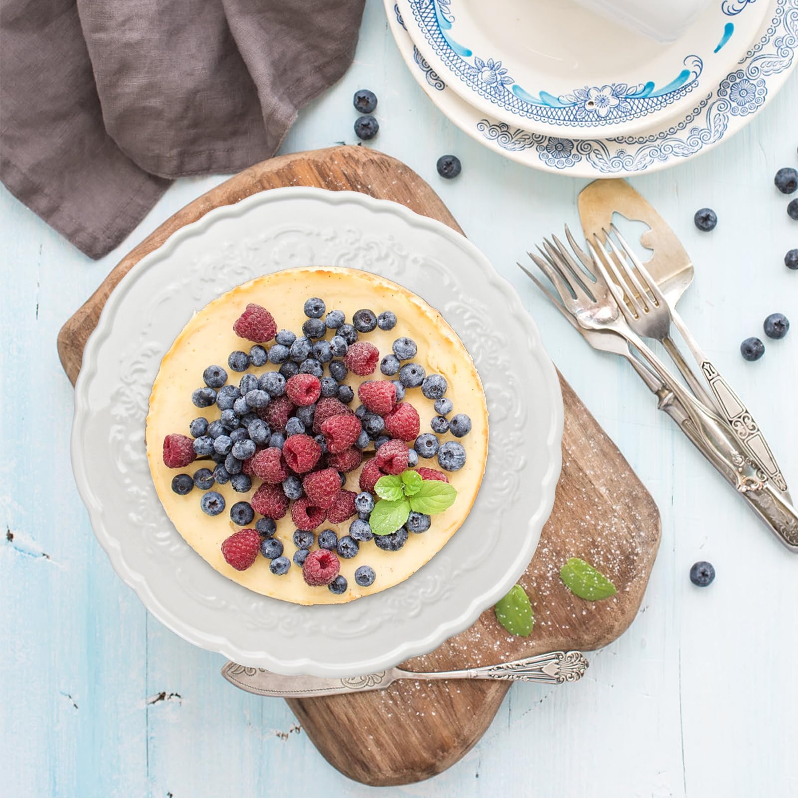Keramik Tortenständer Weiß 27cm - Runde Tortenplatte Mit Fuß Für Geburtstag