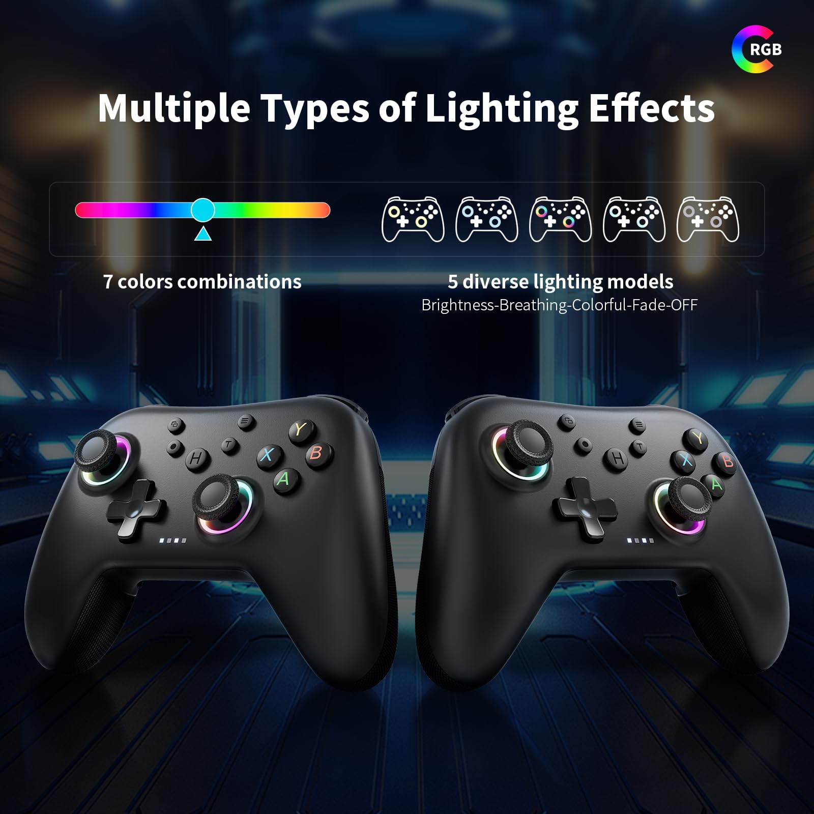 AceGamer Aurora 2.4G Bluetooth Controller Senza Fili per PC Windows/Switch/Stem/Ios/Android,Gamepad PC con a Effetto Hall, Pulsante Posteriore Programmabile, Attuatore Lineare Risonante (nero)