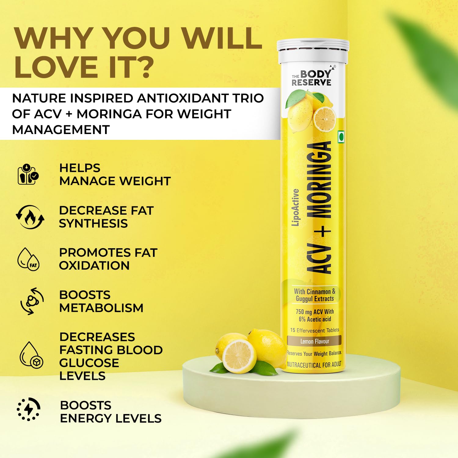 Buy Now The Body Reserve Acv Moringa With Lemon Cider Vinegar, Cinna...