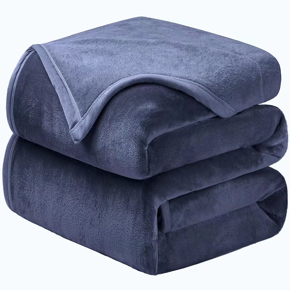 Shilucheng Soft King Size Fleece Blankets for All Season 330 GSM Warm Fuzzy Microplush Lightweight Thermal Blankets Summer Autumn Blankets for Couch Bed Sofa,90x108 Inches,Royal Blue