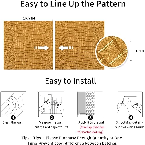 Miniatura 30 de 0001 - Papel tapiz negro autoadhesivo, textura de cocodrilo en relieve, fácil de despegar, papel adhesivo extraíble, para armario y dormitorio, 15.7