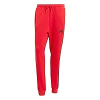 adidas Uomo Essential Three Stripes French Terry Pant, Pure Ruby/Black