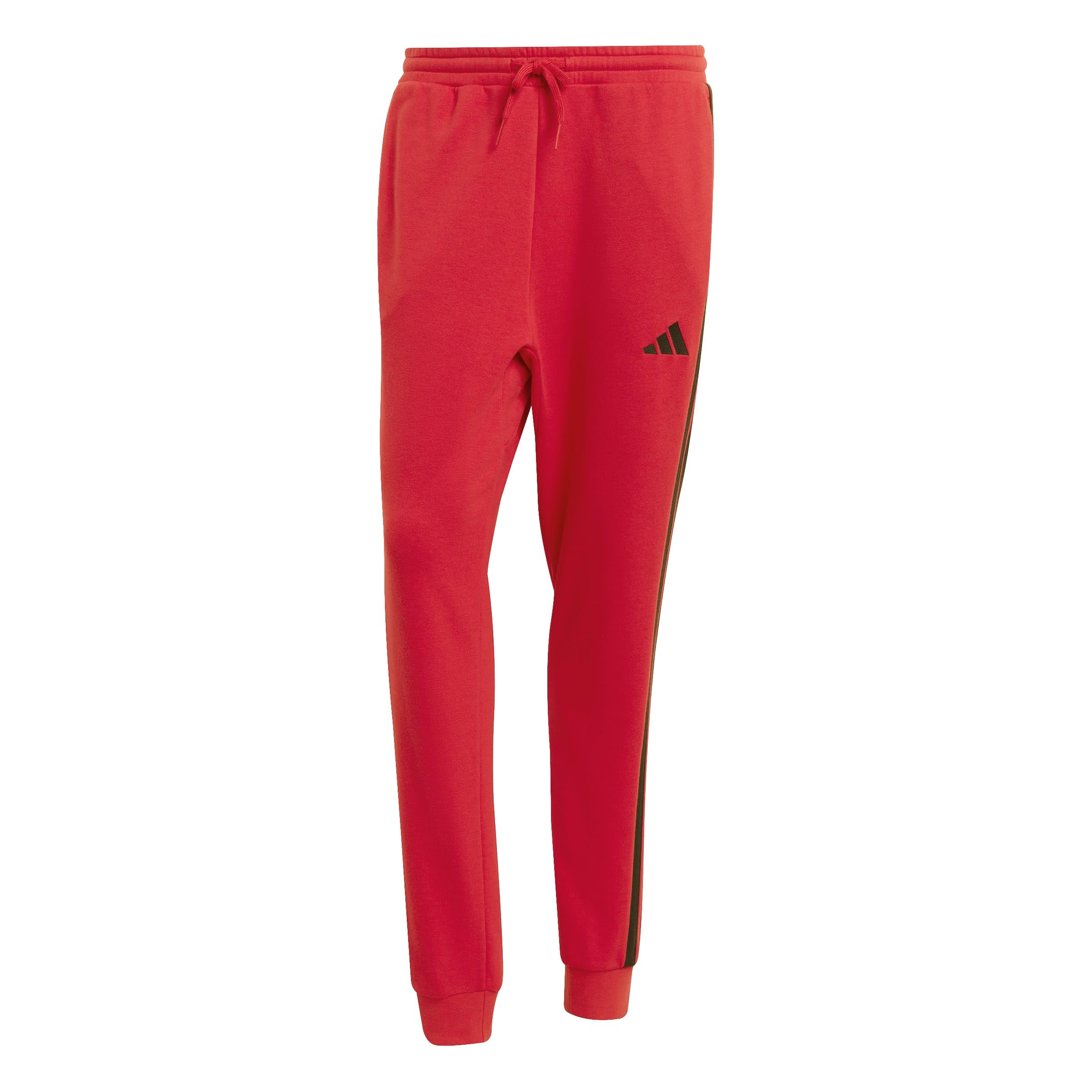 adidas Men's Essential Three Stripes French Terry Pant, Pure Ruby/Black, XL