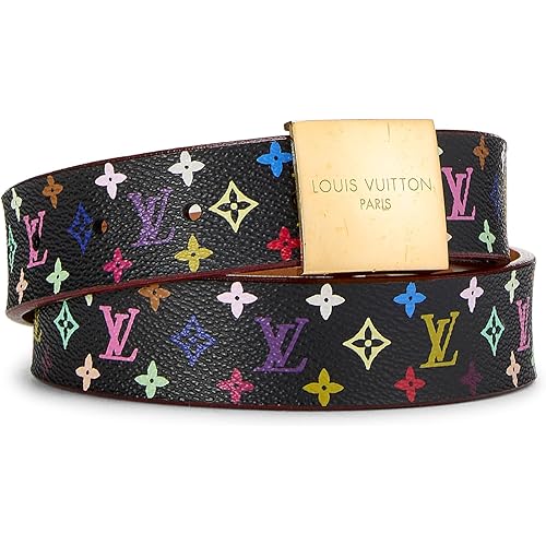 Louis Vuitton, Pre-Loved Takashi Murakami X Louis Vuitton Black Monogram Multicolore Ceinture 70, Black
