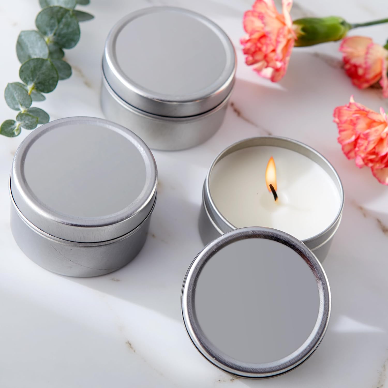Kate Aspen Travel Size Vanilla Scented Candle Tins with Lids - Set of 96 Mini Candles Bulk - Wedding Favors for Guests, Bridal Shower Gifts, Party Favors Adults, Bridesmaids Gifts