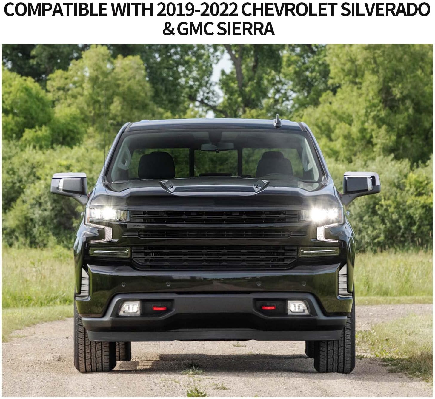 Voodonala Chrome Front Fog Light Cover Trim Bezel Compatible with 2019-2022 Chevy Silverado 1500