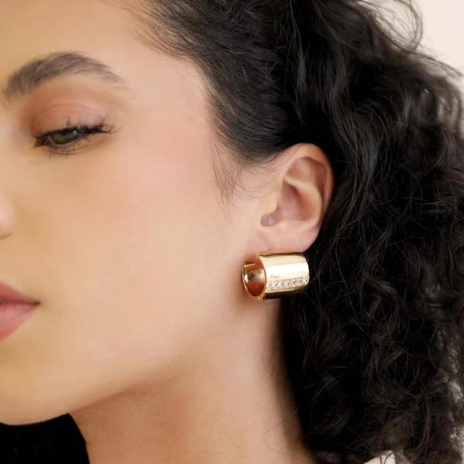 Ettika Gold Earrings. Huggie Earrings for Women, Rolled Up Oversized Earrings. 18k Gold Plated Hoop Earrings. Jewelry