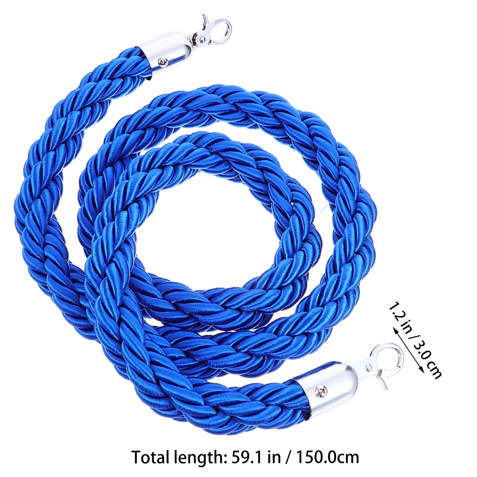 Corde de Barrière Torsadée en Corde Bleu 1,5m pour Contrôle des Foules et Guidage des Personnes Églises et Inaugurations