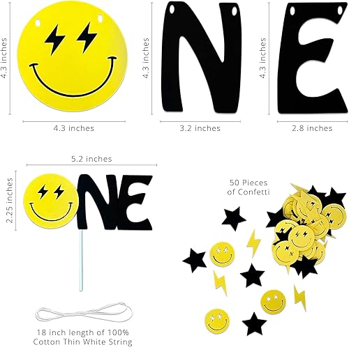 Vista 3 de One Happy Dude Birthday Decorations (One Happy Dude Cake Topper, Highchair Banner + Confetti Bundle) one happy dude 1st birthday decorations